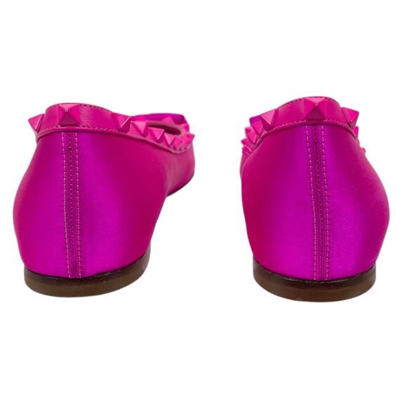 Valentino Garavani Rockstud Satin Square Ballet Flat Hot Pink Size 42 - Picture 10 of 15